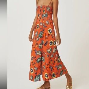 Anthropologie Maeve Orange Floral Maxi Dress – Size Large